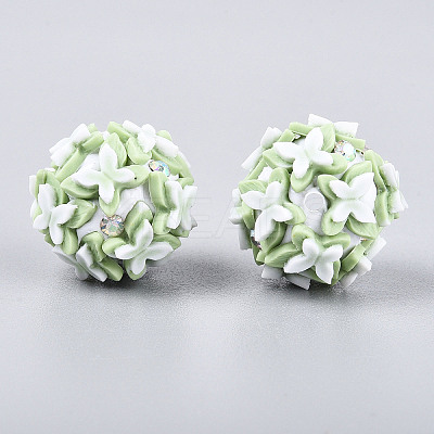 Handmade Polymer Clay Rhinestone and Resin Beads CLAY-T022-01B-1