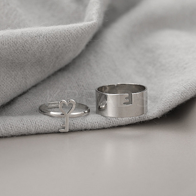 2Pcs Couple Alloy Cuff Rings for Men Women FS-WG1C6B4-01-1