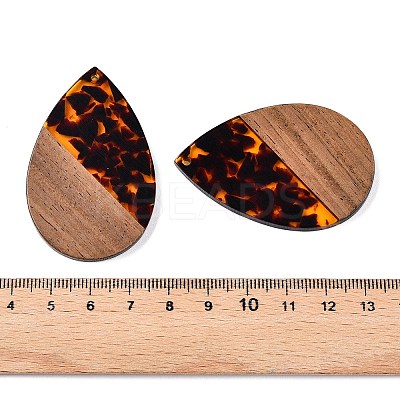 Transparent Resin & Walnut Wood Big Pendants RESI-T058-05C-1