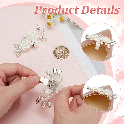 1 Pair Rose Flower Brass Shoe Buckle Clips AJEW-FG0003-61-1