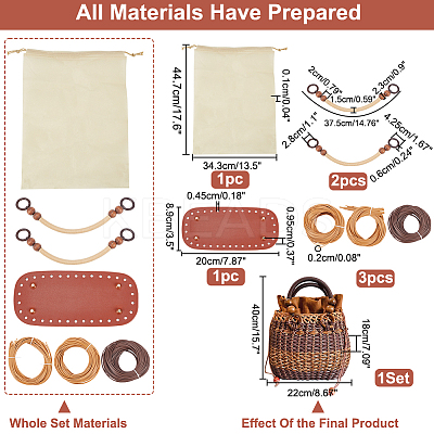 DIY Women's Plastic Rattan Woven Handbag Set DIY-WH0033-25-1