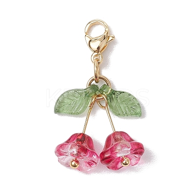 4Pcs 4 Styles Flower Glass & Acrylic Pendant Decorations X1-HJEW-TA00265-1