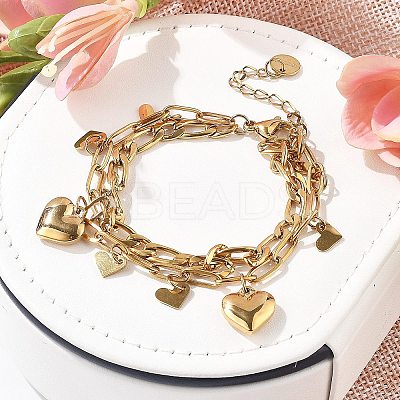 304 Stainless Steel Multi-Strand Charm Bracelets BJEW-C089-02G-1