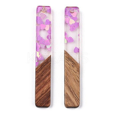 Transparent Resin & Walnut Wood Big Pendants RESI-N039-58C-1