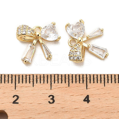 Brass Micro Pave Clear Cubic Zirconia Pendants KK-C054-26G-1