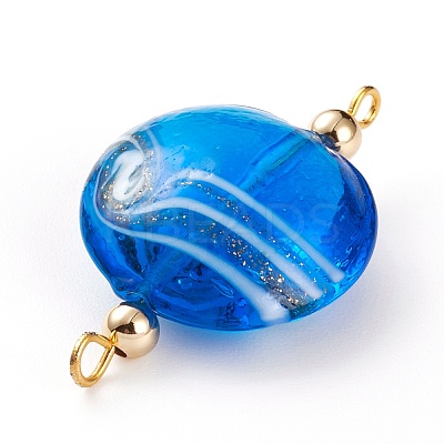 Handmade Gold Sand Lampwork Link Connectors X-PALLOY-JF00597-1