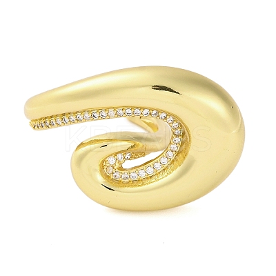 Brass Micro Pave Cubic Zirconia Open Cuff Rings for Women LS-RJEW-R100-02G-1