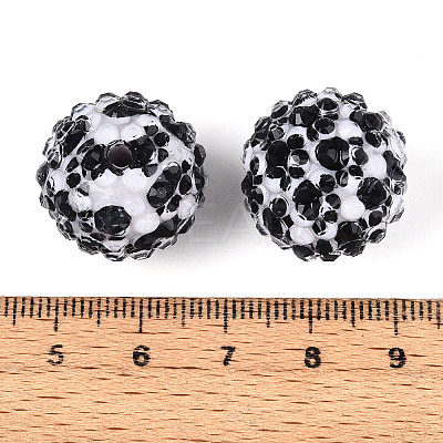 Cow Stripe Print Pattern Resin Rhinestone Round Beads OACR-N145-01-1