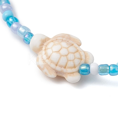 Dyed Synthetic Turquoise Beaded Stretch Bracelets for Kids BJEW-JB110102-02-1