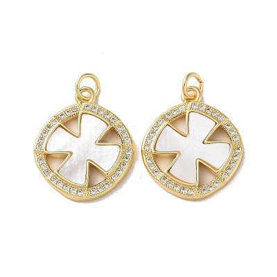 Brass Micro Pave Clear Cubic Zirconia Pendants KK-B083-17G-03-1