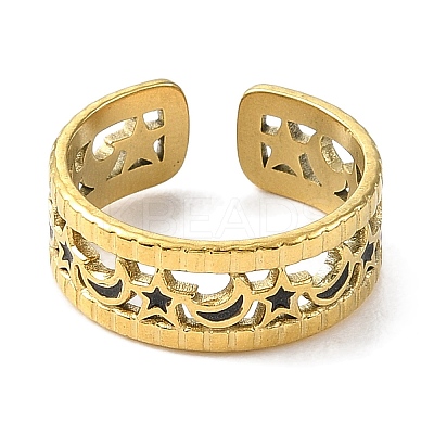 Ion Plating(IP) 304 Stainless Steel Open Cuff Ring for Women RJEW-F166-13G-01-1