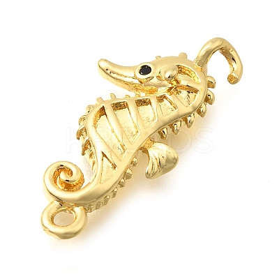 Brass Micro Pave Black Cubic Zirconia Sea Animals Connector Charms LS-KK-C121-03G-1
