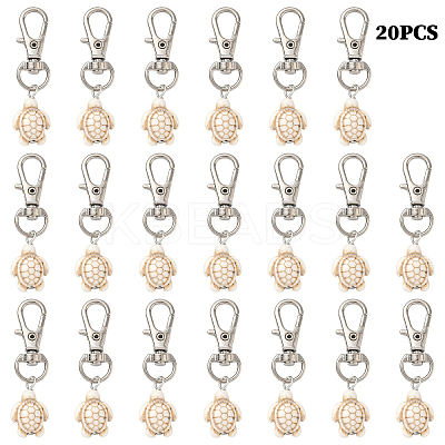 20Pcs Tortoise Synthetic Turquoise Pendant Decorations HJEW-YW00121-03-1