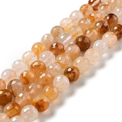 Natural Yellow Hematoid Quartz/Golden Healer Quartz Beads Strands G-E571-34C-1