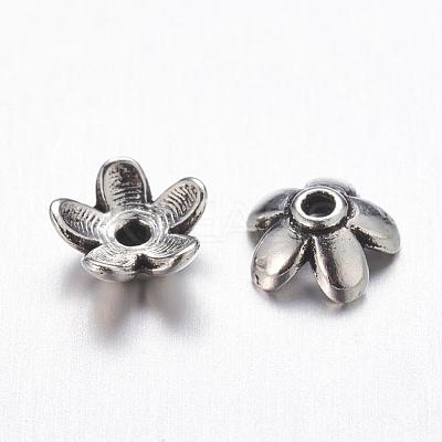 Tibetan Style  Zinc Alloy Bead Caps X-TIBEB-6.5x3-AS-FF-1