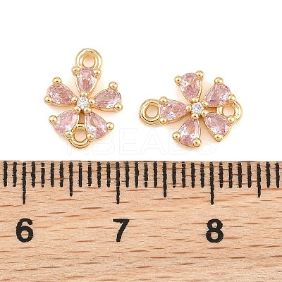 Brass Pave Pink Cubic Zirconia Connector Charms CU-CBAA6E8-01G-1
