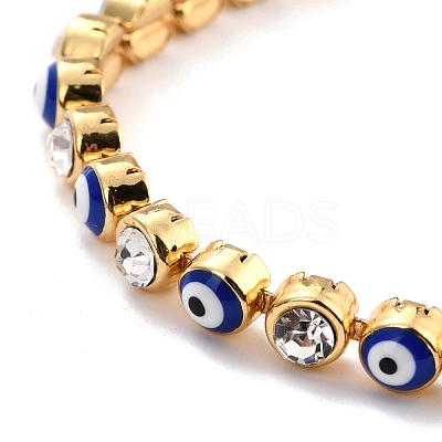 Flat Round with Evil Eye Link Chain Bracelet BJEW-C007-05G-02-1