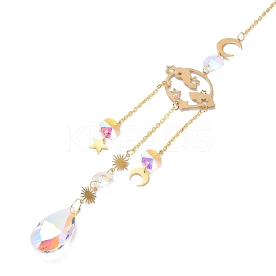 Faceted Glass Sun Catcher Pendant Decorations LS-AJEW-A037-11G-1