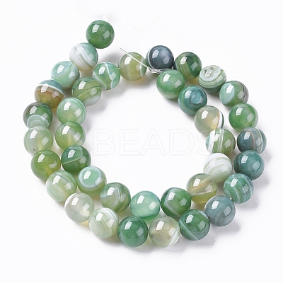 Natural Striped Agate/Banded Agate Beads Strands G-G582-10mm-58-1