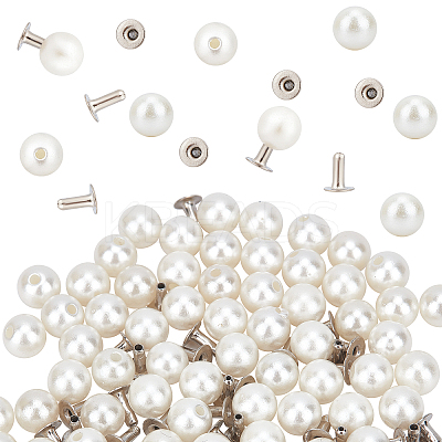100 Sets ABS Plastic Imitation Pearl Rivet Studs KY-GF0001-25-1
