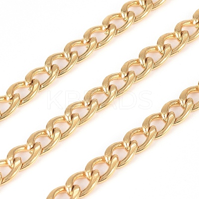 3.28 Feet 304 Stainless Steel Cuban Link Chains X-CHS-G011-12G-1
