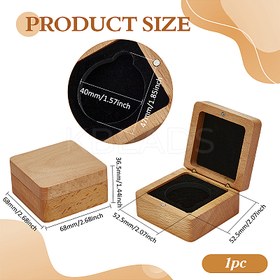 Square Beech Wooden Coin Storage Boxes CON-WH0099-61A-1