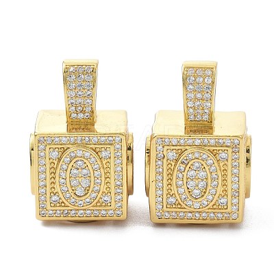 Alphabet Brass Micro Pave Clear Cubic Zirconia Pendants ZIRC-O045-01G-O-1