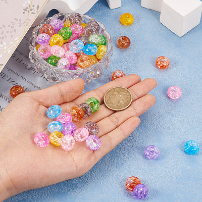 90Pcs 9 Colors Transparent Crackle Acrylic Beads MACR-TA0001-28-1