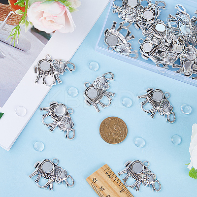 DIY Blank Dome Elephant Pendant Making Kit DIY-SC0022-08-1