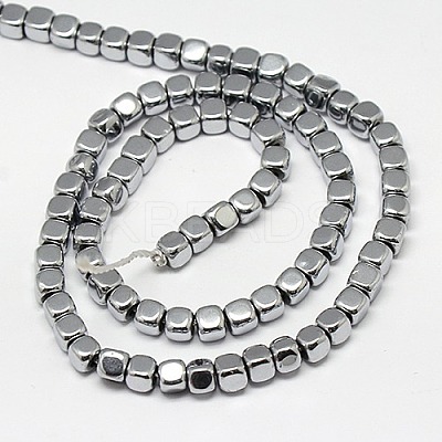 Electroplate Non-magnetic Synthetic Hematite Beads Strands G-J172-4x4mm-02-1