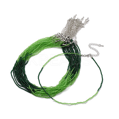 Faceted Rondelle Glass Beaded Necklace for Women NJEW-M208-02A-1