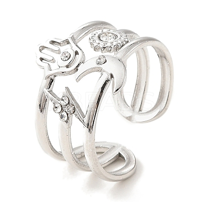 304 Stainless Steel Open Cuff Ring for Women RJEW-F166-01P-01-1
