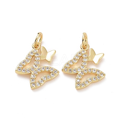 Brass Micro Pave Clear Cubic Zirconia Charms ZIRC-F134-15G-1