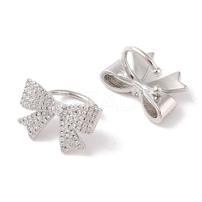 Brass Micro Pave Clear Cubic Zirconia Cuff Earrings for Women EJEW-I305-22P-1