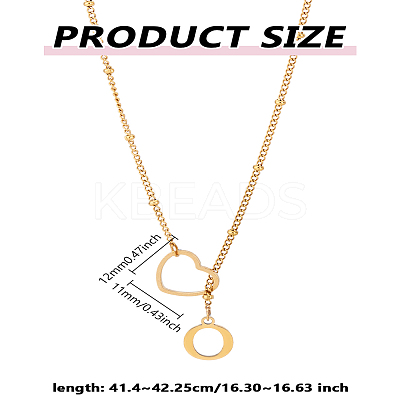 1Pc Letter & Heart Stainless Steel Lariat Necklaces for Women NJEW-LP0002-87G-O-1