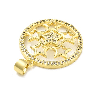 Rack Plating Brass Micro Pave Cubic Zirconia Pendants KK-D359-36G-1