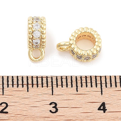 Brass with Cubic Zirconia Tube Bails KK-P271-08G-1