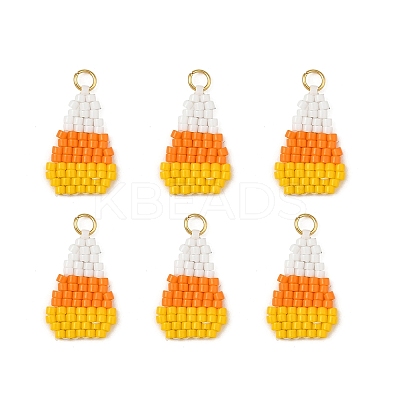 Halloween Glass Seed Beaded Pendants PALLOY-MZ01418-1