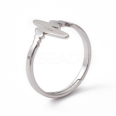 Non-Tarnish 201 Stainless Steel Heart Beat Adjustable Ring for Women RJEW-K238-02P-1