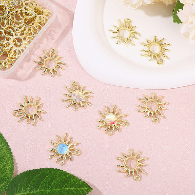 40Pcs Rack Plating Alloy Open Back Bezel Pendants FIND-CA0008-76-1