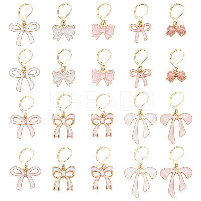 20Pcs 10 Styles Bowknot Alloy Enamel Pendant Locking Stitch Markers HJEW-SC00160-1