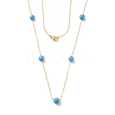 Synthetic Turquoise Beads Necklaces BJEW-B078-01G-1