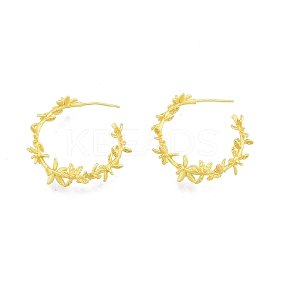 Brass Flower of Life Wrap Stud Earrings EJEW-G322-23MG-1