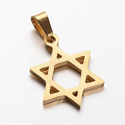 Star of David 304 Stainless Steel Pendants X-STAS-P085-10-1
