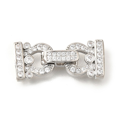 Arch Brass Micro Pave Clear Cubic Zirconia Fold Over Clasps KK-V008-22P-1