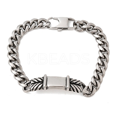 304 Stainless Steel Cuban Link Chains Bracelets BJEW-A092-04P-1