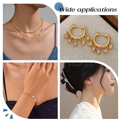 60Pcs 2 Styles Brass Pave Clear Cubic Zirconia Flat Round Link & Charms Findings Kits KK-AR0001-83-1
