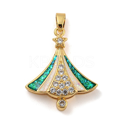 Christmas Brass Micro Pave Cubic Zirconia Pendants KK-H468-03A-03G-1