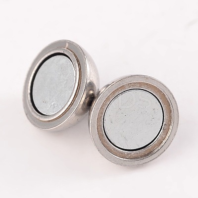 Tarnish Resistant Round 304 Stainless Steel Magnetic Clasps with Loops LS-STAS-N014-01-12mm-1