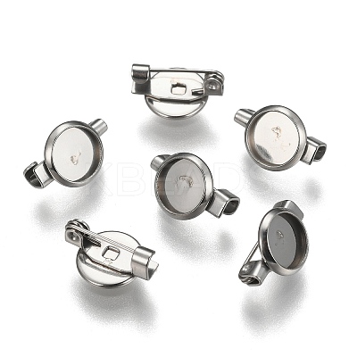 Tarnish Resistant 304 Stainless Steel Brooch Base Settings STAS-F191-04P-8mm-1
